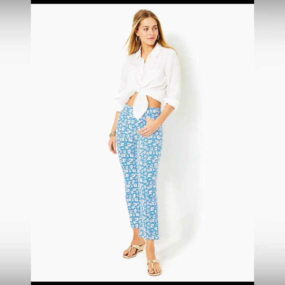 Lilly Pulitzer Blue Floral Ankle Jeans